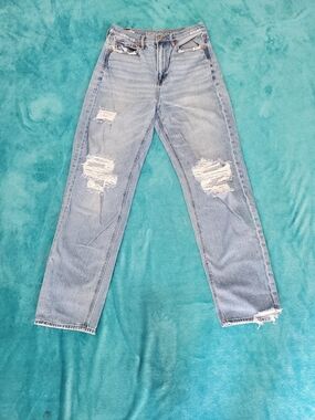 American Eagle Outfitters Light Blue Distressed Straight Leg Jeans